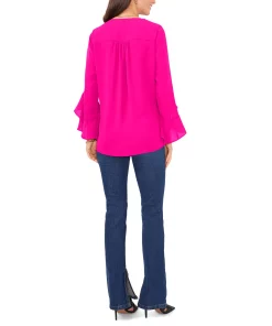 Vince Camuto Flutter-Sleeve Top -CeCe cloth-shop 22901411 fpx