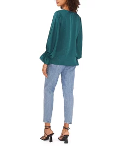 Vince Camuto Women's V-Neck Bubble Sleeve Jacquard Top -CeCe cloth-shop 22903315 fpx