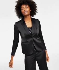Anne Klein Women's Satin One-Button Peak-Lapel Jacket