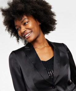 Anne Klein Women's Satin One-Button Peak-Lapel Jacket 2 Anne Klein Women's Satin One-Button Peak-Lapel Jacket -CeCe cloth-shop 22905446 fpx