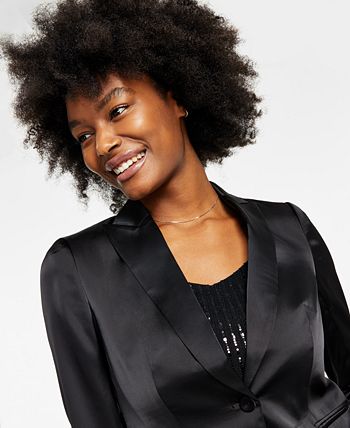 Women's Satin One-Button Peak-Lapel Jacket Anne Klein Women's Satin One-Button Peak-Lapel Jacket -CeCe cloth-shop