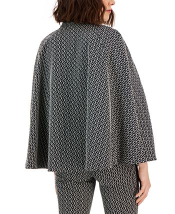 Women's Jacquard-Knit Cape-Sleeve Jacket Anne Klein Women's Jacquard-Knit Cape-Sleeve Jacket -CeCe cloth-shop