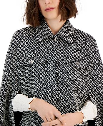 Women's Jacquard-Knit Cape-Sleeve Jacket Anne Klein Women's Jacquard-Knit Cape-Sleeve Jacket -CeCe cloth-shop