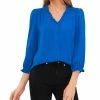 CeCe Women's Ruffled Button-Front Elbow Sleeve Blouse