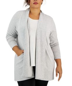 ID Ideology Plus Size Open-Front Shawl-Lapel Cardigan, Created For Macy's