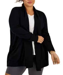 ID Ideology Plus Size Open-Front Shawl-Lapel Cardigan, Created For Macy's -CeCe cloth-shop 22935960 fpx