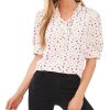 CeCe Women's Floral-Print Puff-Sleeve Tie-Neck Top