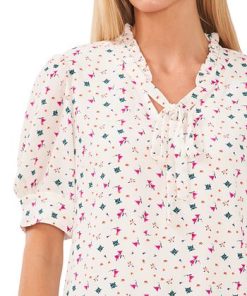 CeCe Women's Floral-Print Puff-Sleeve Tie-Neck Top 2 CeCe Women's Floral-Print Puff-Sleeve Tie-Neck Top -CeCe cloth-shop 22936012 fpx