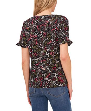 ascading Florets Ruffled Sleeve Top CeCe Ascading Florets Ruffled Sleeve Top -CeCe cloth-shop