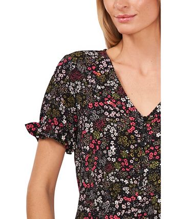 ascading Florets Ruffled Sleeve Top CeCe Ascading Florets Ruffled Sleeve Top -CeCe cloth-shop