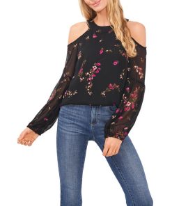 CeCe Women's Floral Cold Shoulder Blouse