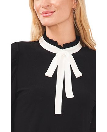 Women's Puff Sleeve Knit Top With Tie CeCe Women's Puff Sleeve Knit Top With Tie -CeCe cloth-shop