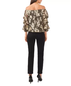Vince Camuto Women's Off The Shoulder Bubble Sleeve Blouse -CeCe cloth-shop 22943137 fpx