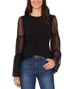 Vince Camuto Women's Mesh Bell-Sleeve Top