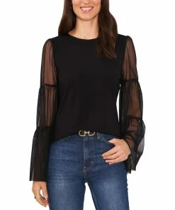 Vince Camuto Women's Mesh Bell-Sleeve Top