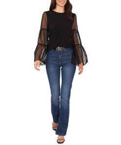Vince Camuto Women's Mesh Bell-Sleeve Top 2 Vince Camuto Women's Mesh Bell-Sleeve Top -CeCe cloth-shop 22947851 fpx