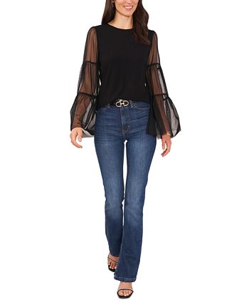 Women's Mesh Bell-Sleeve Top Vince Camuto Women's Mesh Bell-Sleeve Top -CeCe cloth-shop