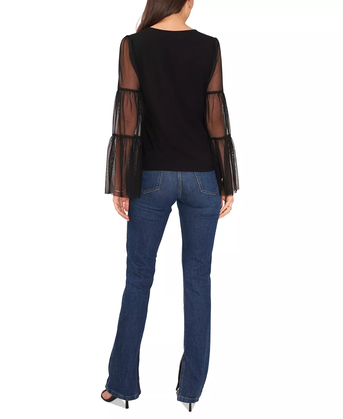 Women's Mesh Bell-Sleeve Top Vince Camuto Women's Mesh Bell-Sleeve Top -CeCe cloth-shop