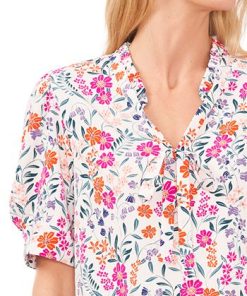 CeCe Women's Floral-Print Tie-Neck Puff-Sleeve Top 2 CeCe Women's Floral-Print Tie-Neck Puff-Sleeve Top -CeCe cloth-shop 22948159 fpx