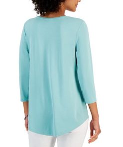 JM Collection 3/4-Sleeve Solid Tunic Top, Created For Macy's 2 JM Collection 3/4-Sleeve Solid Tunic Top, Created For Macy's -CeCe cloth-shop 22968113 fpx