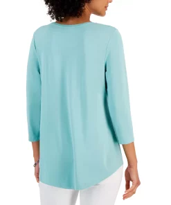 JM Collection 3/4-Sleeve Solid Tunic Top, Created For Macy's 11 JM Collection 3/4-Sleeve Solid Tunic Top, Created For Macy's -CeCe cloth-shop 22968113 fpx