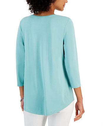 3/4-Sleeve Solid Tunic Top, Created For Macy's JM Collection 3/4-Sleeve Solid Tunic Top, Created For Macy's -CeCe cloth-shop