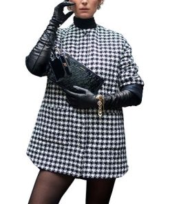 Anne Klein Women's Houndstooth Quilted Snap-Front Jacket -CeCe cloth-shop 22977895 fpx