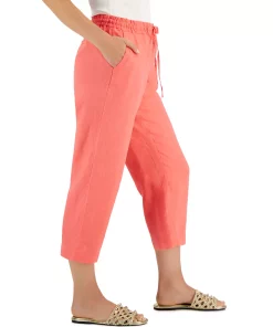 Charter Club Women's Linen Capri Tie-Waist Pants, Created For Macy's -CeCe cloth-shop 22978986 fpx