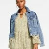 INC International Concepts Women's Cropped Denim Jacket, Created For Macy's