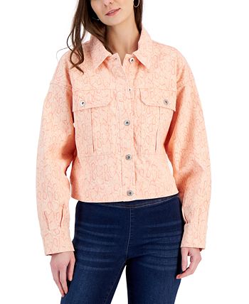 Women's Snake-Print Denim Jacket, Created For Macy's INC International Concepts Women's Snake-Print Denim Jacket, Created For Macy's -CeCe cloth-shop