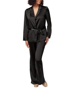 Sam Edelman Women's Lyra Belted Notched-Collar Satin Blazer