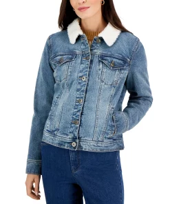 Style & Co Women's Sherpa-Collar Jean Jacket, Created For Macy's 4 Style & Co Women's Sherpa-Collar Jean Jacket, Created For Macy's -CeCe cloth-shop 22981671 fpx