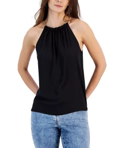 INC International Concepts Women's Chain-Trim Halter Top, Created For Macy's -CeCe cloth-shop 22981793 fpx