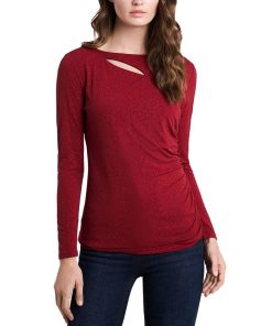 Vince Camuto Women's Sparkle Jersey Cutout Top -CeCe cloth-shop 22984224 fpx