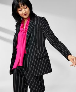 Anne Klein Women's Pinstripe Notched-Collar Jacket