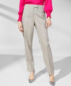 Anne Klein Women's Extended-Tab Straight-Leg Plaid Pants
