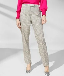 Anne Klein Women's Extended-Tab Straight-Leg Plaid Pants