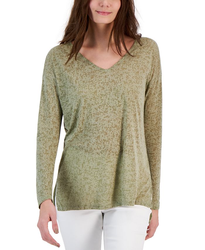 INC International Concepts Women's Burnout Long-Sleeve Tunic, Created For Macy's 1 INC International Concepts Women's Burnout Long-Sleeve Tunic, Created For Macy's