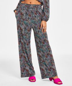Bar III Women's Printed Wide-Leg Pants, Created For Macy's