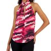 Anne Klein Women's Satin Printed Twist-Neck Halter Top