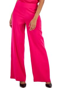 Anne Klein Montreal Satin High-Rise Side-Zip Wide-Leg Pants