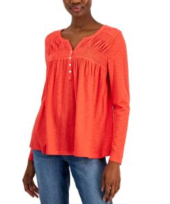 Style & Co Women's Smocked Knit Top, Created For Macy's