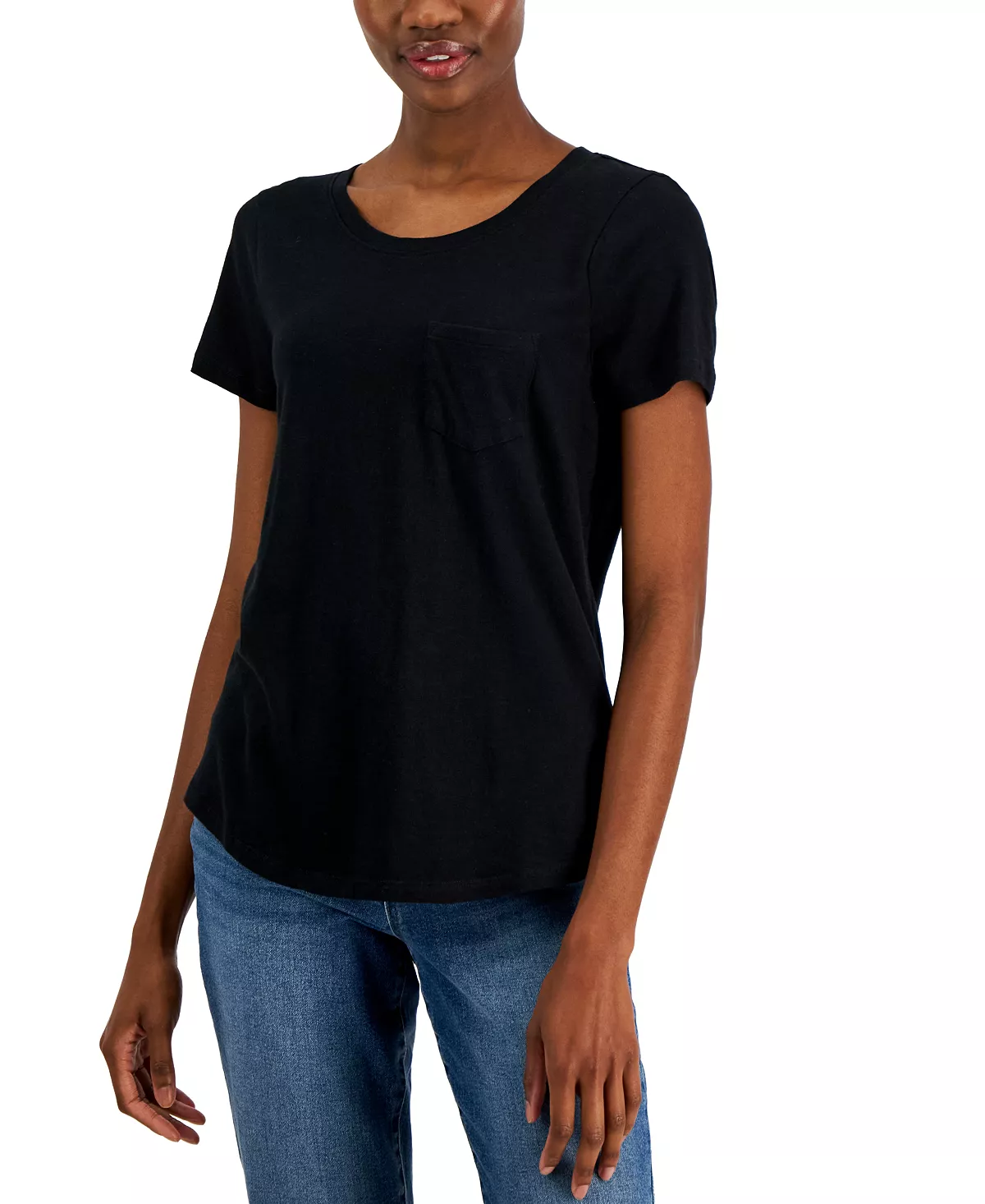 Women's Scoop-Neck Short-Sleeve Pocket T-Shirt, Created For Macy's Style & Co Women's Scoop-Neck Short-Sleeve Pocket T-Shirt, Created For Macy's -CeCe cloth-shop