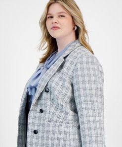 Bar III Plus Size Faux Double Breasted Blazer, Created For Macy's -CeCe cloth-shop 23022223 fpx