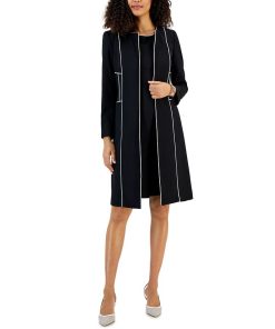 Kasper Women's Long Sleeve Seamed Topper Jacket 3 Kasper Women's Long Sleeve Seamed Topper Jacket -CeCe cloth-shop 23022970 fpx
