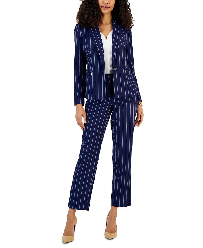 Women's Mid-Rise Straight-Leg Pinstripe Pants Kasper Women's Mid-Rise Straight-Leg Pinstripe Pants -CeCe cloth-shop