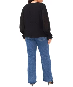 Vince Camuto Plus Size Clip Dot V-Neck Blouse -CeCe cloth-shop 23024030 fpx