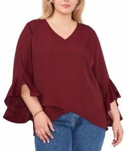 Vince Camuto Plus Size Flutter-Sleeve Top