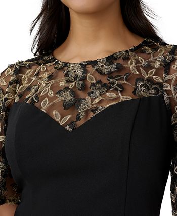 Embroidered Illusion Top Adrianna Papell Embroidered Illusion Top -CeCe cloth-shop