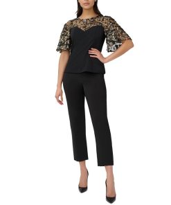 Adrianna Papell Embroidered Illusion Top 3 Adrianna Papell Embroidered Illusion Top -CeCe cloth-shop 23034249 fpx